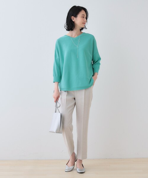 INDIVI（インディヴィ）の「【洗える】コットンリネン ドルマンニット（ニット/セーター・レディース・ナチュラル/ブラック/グリーン/ホワイト・38/34/15 /13/05）」の14枚目の写真