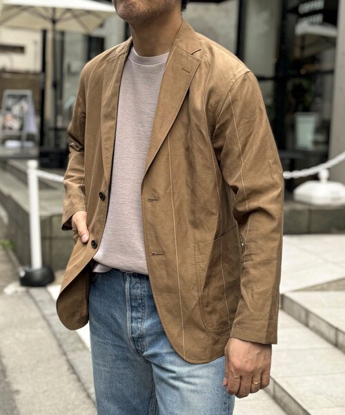 NOLLEY’S(ノーリーズ)の「キュプラリネン イージージャケット 25SS(テーラードジャケット・メンズ・ネイビー/ベージュ系その他・S/M/L/XL)」の1枚目の写真