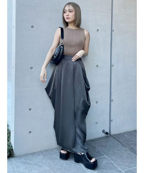MURUA（ムルーア）の「バイカラーリブニットタンク（ニット/セーター・レディース・ホワイト/ベージュ/パープル/ブラック・FREE）」の9枚目の写真