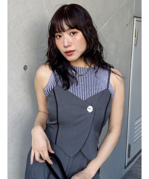 MURUA（ムルーア）の「バイカラーリブニットタンク（ニット/セーター・レディース・ホワイト/ベージュ/パープル/ブラック・FREE）」の11枚目の写真