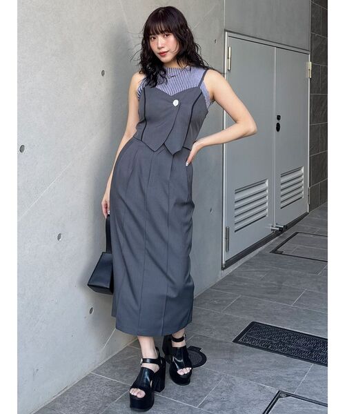 MURUA（ムルーア）の「バイカラーリブニットタンク（ニット/セーター・レディース・ホワイト/ベージュ/パープル/ブラック・FREE）」の12枚目の写真