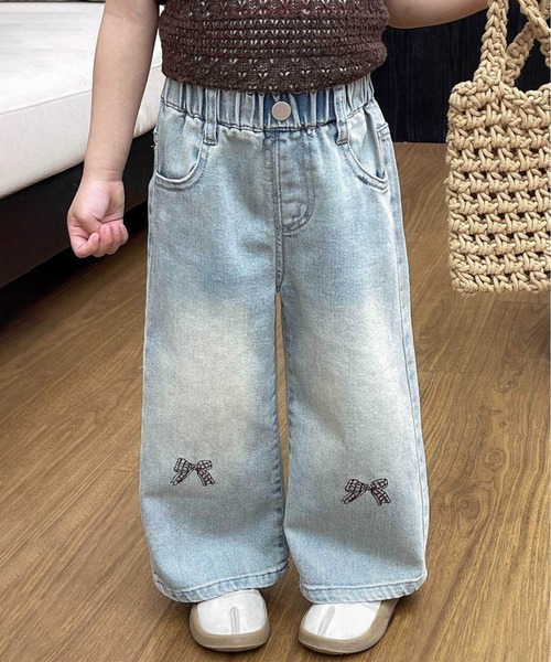 aimoha（アイモハ）の「【aimoha-KIDS-】リボン刺繍デニムパンツ（デニムパンツ・キッズ・ブルー・90/100/110/120/130）」の7枚目の写真