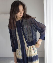 メッシュニット」に該当するカーディガン/ボレロ（ブルー・ネイビー