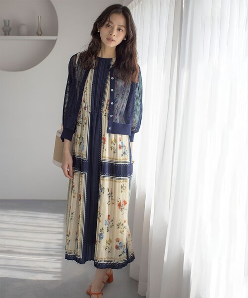 組曲 L(クミキョク オオキイサイズ)の「メッシュニット カーディガン(カーディガン/ボレロ・レディース・ネイビー系/アイボリー系・5/6)」の13枚目の写真