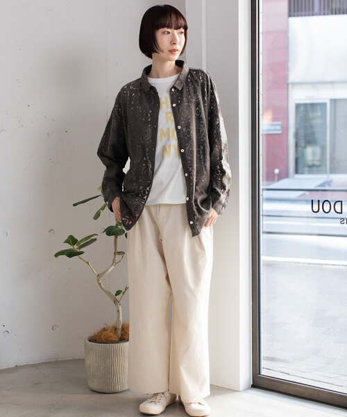POU DOU DOU(プードゥドゥ)の「<made in INDIA>クロシェレースシャツカーディガン(シャツ/ブラウス・レディース・キナリ/ダークグレー・M)」の19枚目の写真