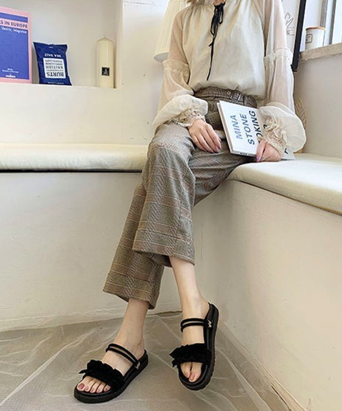 Miniministore(ミニミニストア)の「2WAY厚底サンダル フリルサンダル美脚(サンダル・レディース・ベージュ/ブラック・24.5cm/24.0cm/23.5cm/23.0cm/22.5cm)」の6枚目の写真