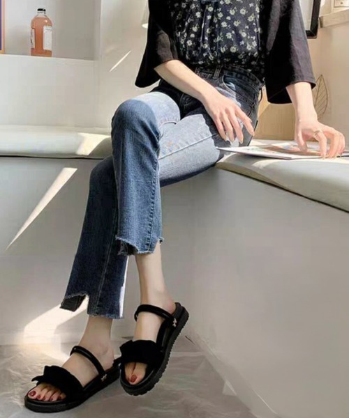 Miniministore(ミニミニストア)の「2WAY厚底サンダル フリルサンダル美脚(サンダル・レディース・ベージュ/ブラック・24.5cm/24.0cm/23.5cm/23.0cm/22.5cm)」の8枚目の写真