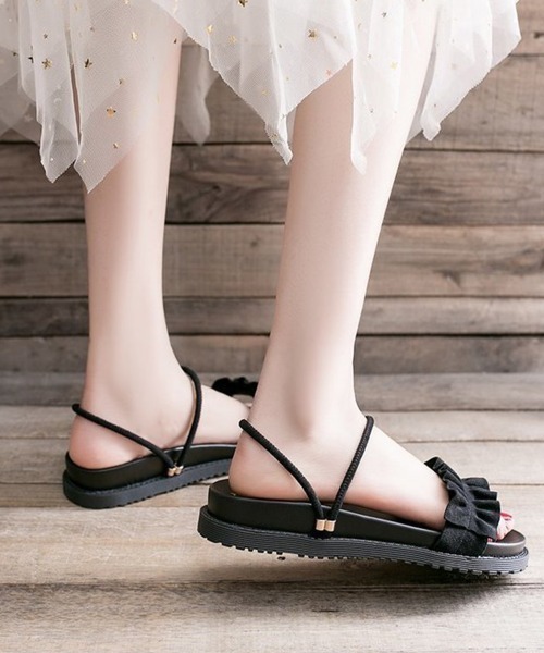 Miniministore(ミニミニストア)の「2WAY厚底サンダル フリルサンダル美脚(サンダル・レディース・ベージュ/ブラック・24.5cm/24.0cm/23.5cm/23.0cm/22.5cm)」の11枚目の写真