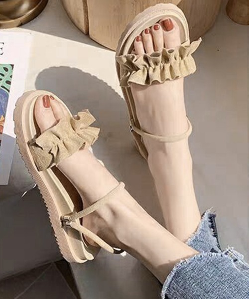 Miniministore(ミニミニストア)の「2WAY厚底サンダル フリルサンダル美脚(サンダル・レディース・ベージュ/ブラック・24.5cm/24.0cm/23.5cm/23.0cm/22.5cm)」の12枚目の写真