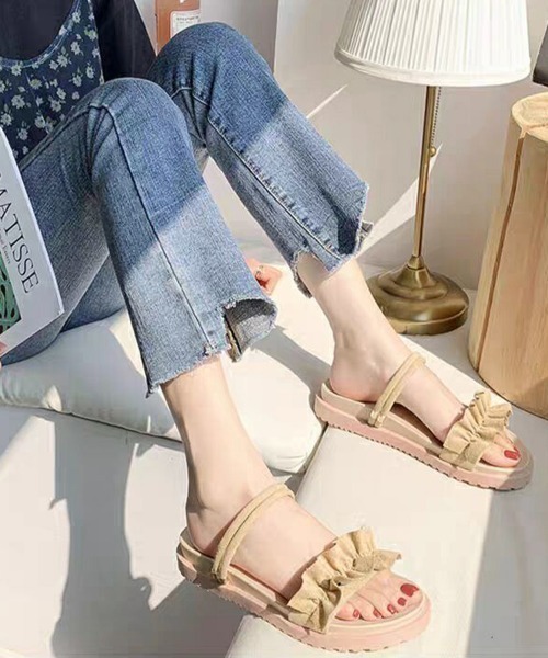 Miniministore(ミニミニストア)の「2WAY厚底サンダル フリルサンダル美脚(サンダル・レディース・ベージュ/ブラック・24.5cm/24.0cm/23.5cm/23.0cm/22.5cm)」の14枚目の写真