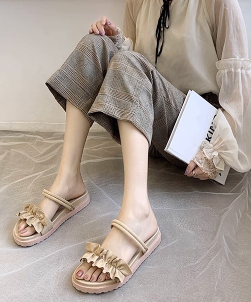 Miniministore(ミニミニストア)の「2WAY厚底サンダル フリルサンダル美脚(サンダル・レディース・ベージュ/ブラック・24.5cm/24.0cm/23.5cm/23.0cm/22.5cm)」の17枚目の写真