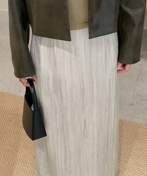 aimoha(アイモハ)の「シンプルストレートロングスカート(スカート・レディース・ベージュ/ダークグレー・SMALL/MEDIUM)」の5枚目の写真