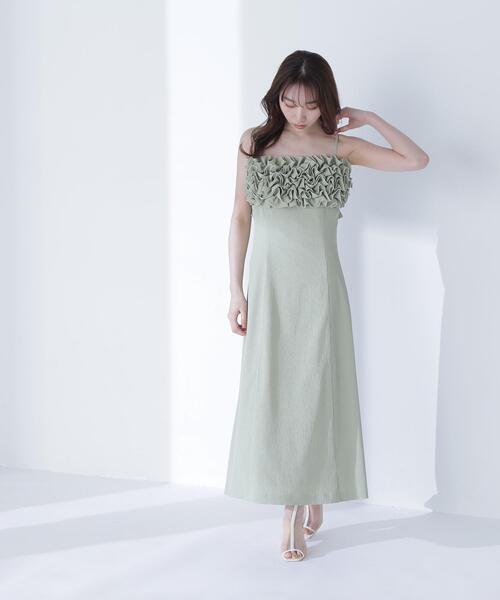 NATURAL BEAUTY BASIC(ナチュラルビューティーベーシック)の「◇フロントフリルキャミワンピース(ワンピース・レディース・ライトグリーン/ブラック・MEDIUM/P/S)」の2枚目の写真