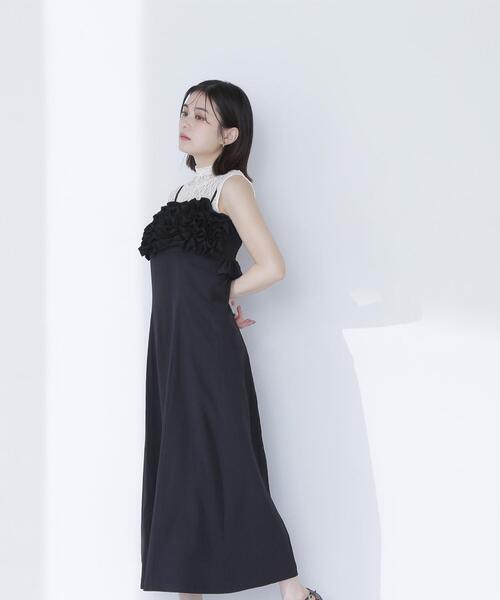 NATURAL BEAUTY BASIC(ナチュラルビューティーベーシック)の「◇フロントフリルキャミワンピース(ワンピース・レディース・ライトグリーン/ブラック・MEDIUM/P/S)」の7枚目の写真