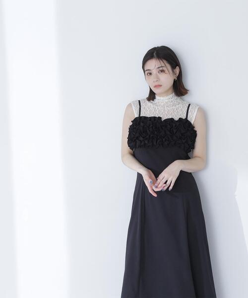 NATURAL BEAUTY BASIC(ナチュラルビューティーベーシック)の「◇フロントフリルキャミワンピース(ワンピース・レディース・ライトグリーン/ブラック・MEDIUM/P/S)」の11枚目の写真