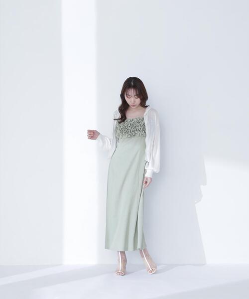 NATURAL BEAUTY BASIC(ナチュラルビューティーベーシック)の「◇フロントフリルキャミワンピース(ワンピース・レディース・ライトグリーン/ブラック・MEDIUM/P/S)」の21枚目の写真