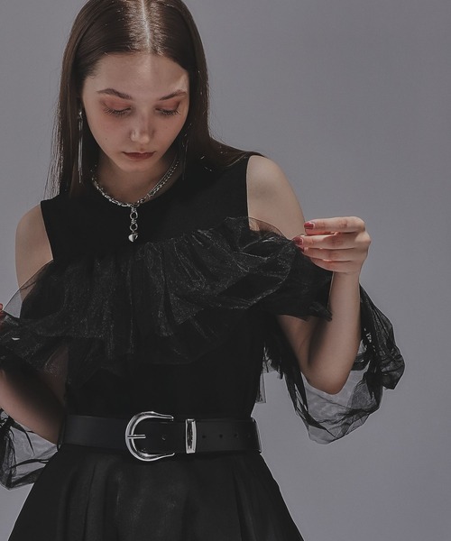 HARE(ハレ)の「オフショルデザインノースリーブトップス(HARE)(Tシャツ/カットソー・レディース・ブラック/ネイビー・FREE)」の1枚目の写真