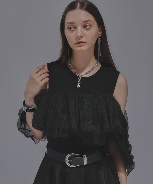 HARE(ハレ)の「オフショルデザインノースリーブトップス(HARE)(Tシャツ/カットソー・レディース・ブラック/ネイビー・FREE)」の8枚目の写真