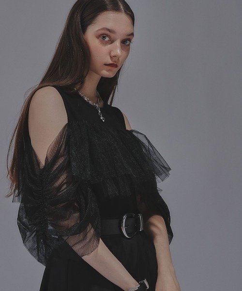 HARE(ハレ)の「オフショルデザインノースリーブトップス(HARE)(Tシャツ/カットソー・レディース・ブラック/ネイビー・FREE)」の9枚目の写真