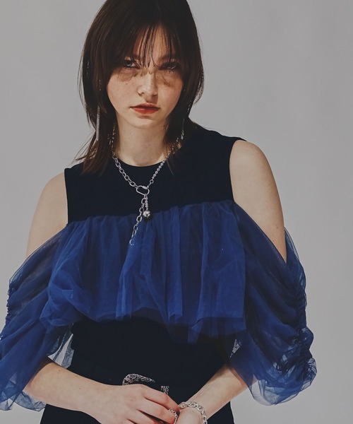 HARE(ハレ)の「オフショルデザインノースリーブトップス(HARE)(Tシャツ/カットソー・レディース・ブラック/ネイビー・FREE)」の13枚目の写真