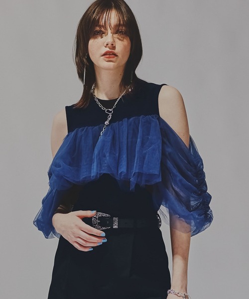 HARE(ハレ)の「オフショルデザインノースリーブトップス(HARE)(Tシャツ/カットソー・レディース・ブラック/ネイビー・FREE)」の15枚目の写真