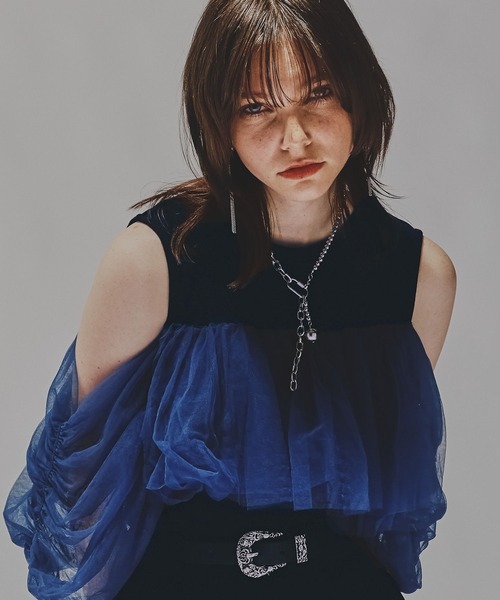 HARE(ハレ)の「オフショルデザインノースリーブトップス(HARE)(Tシャツ/カットソー・レディース・ブラック/ネイビー・FREE)」の16枚目の写真