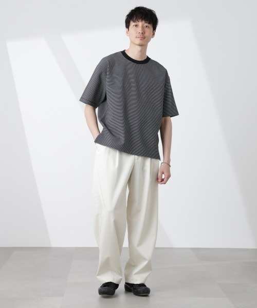 タイムSALE/新品同様ナノユニバースコラボシャツ! セール】ワイドシルエットボーダーTシャツ（Tシャツ/カットソー