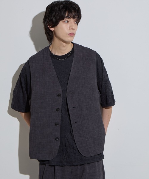 SLICK（スリック）の「【SLICK/スリック】Reflax Canvas Vest / リフラックスキャンバスベスト/ セットアップ対応/ テック素材（ベスト・メンズ・チャコールグレー/ブラック/グレイッシュベージュ・1/2/3）」の11枚目の写真