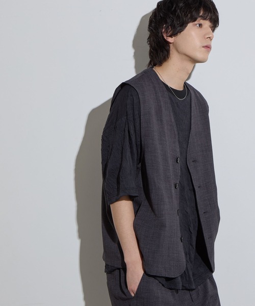 SLICK（スリック）の「【SLICK/スリック】Reflax Canvas Vest / リフラックスキャンバスベスト/ セットアップ対応/ テック素材（ベスト・メンズ・チャコールグレー/ブラック/グレイッシュベージュ・1/2/3）」の13枚目の写真