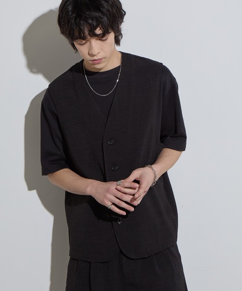 SLICK（スリック）の「【SLICK/スリック】Reflax Canvas Vest / リフラックスキャンバスベスト/ セットアップ対応/ テック素材（ベスト・メンズ・チャコールグレー/ブラック/グレイッシュベージュ・1/2/3）」の4枚目の写真