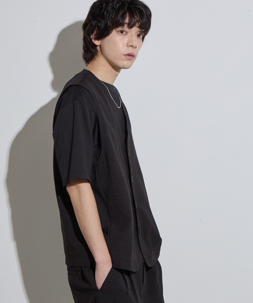 SLICK（スリック）の「【SLICK/スリック】Reflax Canvas Vest / リフラックスキャンバスベスト/ セットアップ対応/ テック素材（ベスト・メンズ・チャコールグレー/ブラック/グレイッシュベージュ・1/2/3）」の5枚目の写真