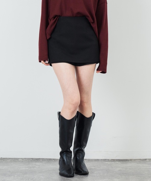 ANAP（アナップ）の「インパンツ付き ミニスカート（スカート・レディース・グレー/ブラック・S/M）」の3枚目の写真