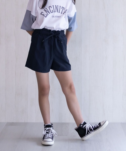 水陸両用 】はっ水 ウエストギャザー ナイロンショートパンツ 丈夫で