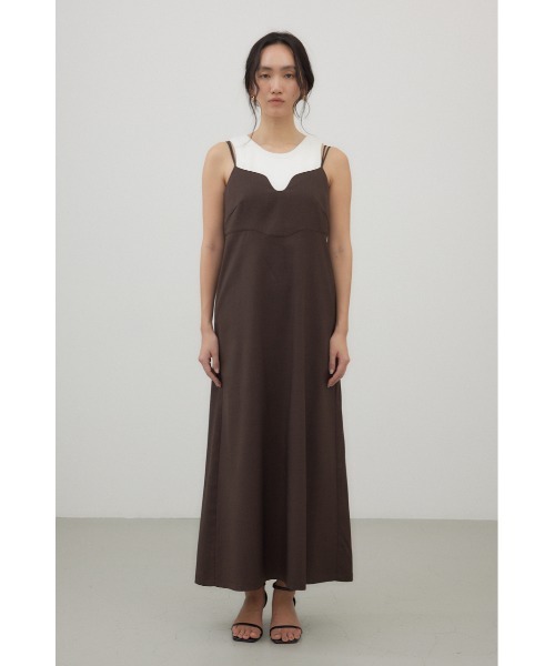 crie conforto（クリーコンフォルト）の「バックオープンベルトキャミワンピース（ワンピース・レディース・ブラウン/チャコールグレー・FREE）」の7枚目の写真