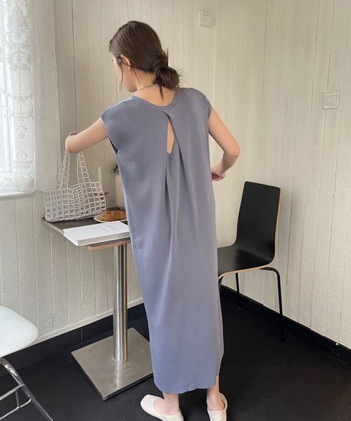 MILAE（ミレ）の「フレンチスリーブロングワンピース（ワンピース・レディース・モカ/オフホワイト/ブルー/ブラック/ベージュ・FREE）」の5枚目の写真