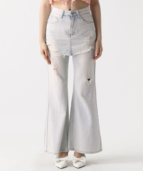 FOREVER 21（フォーエバー トゥエンティーワン）の「【2025SS】レイヤードデニムパンツ（デニムパンツ・レディース・ブルー/ブルー系その他・MEDIUM/SMALL）」の5枚目の写真