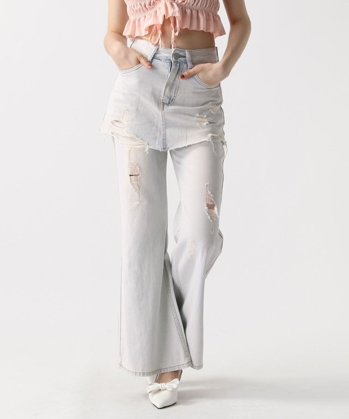 FOREVER 21（フォーエバー トゥエンティーワン）の「【2025SS】レイヤードデニムパンツ（デニムパンツ・レディース・ブルー/ブルー系その他・MEDIUM/SMALL）」の7枚目の写真