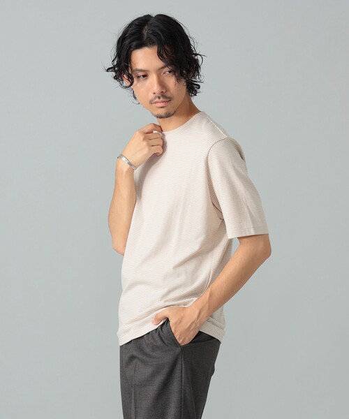 BRILLA per il gusto(ブリッラペルイルグースト)の「コットン ボーダー Tシャツ(Tシャツ/カットソー・メンズ・ベージュ/ネイビー・L/XL/S/M)」の3枚目の写真