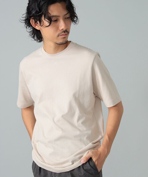 BRILLA per il gusto(ブリッラペルイルグースト)の「コットン ボーダー Tシャツ(Tシャツ/カットソー・メンズ・ベージュ/ネイビー・L/XL/S/M)」の4枚目の写真