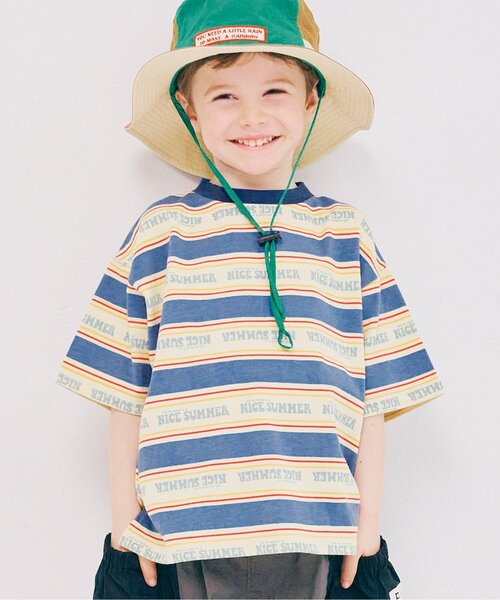 p.premier（ピードットプルミエ）の「【セットアップ可】夏だいすきロゴボーダーTシャツ（Tシャツ/カットソー・キッズ・ブルー/サックスブルー/レッド・100/80/140/130/120/110/90）」の3枚目の写真
