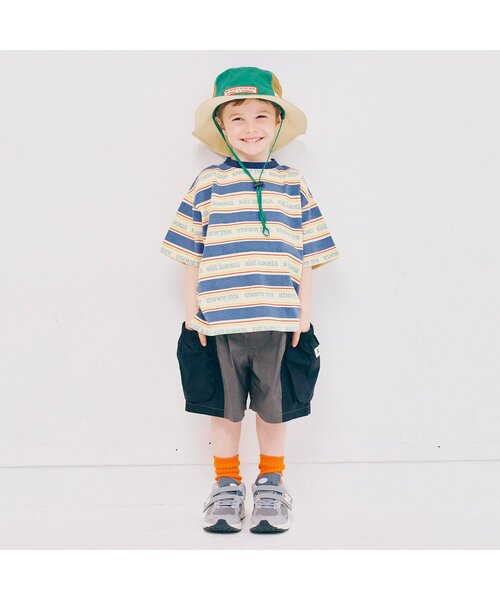 p.premier（ピードットプルミエ）の「【セットアップ可】夏だいすきロゴボーダーTシャツ（Tシャツ/カットソー・キッズ・ブルー/サックスブルー/レッド・100/80/140/130/120/110/90）」の4枚目の写真