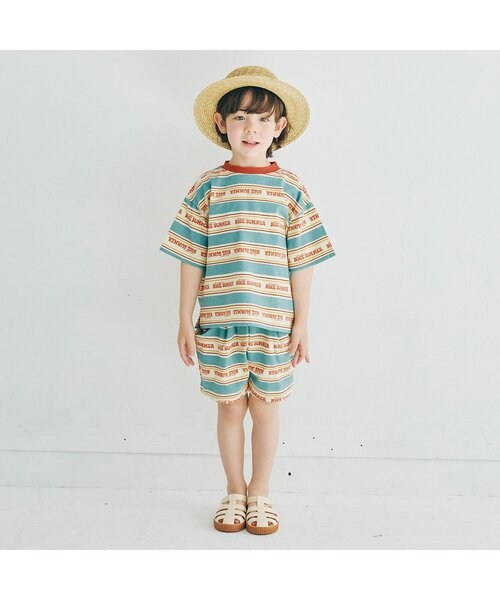 p.premier（ピードットプルミエ）の「【セットアップ可】夏だいすきロゴボーダーTシャツ（Tシャツ/カットソー・キッズ・ブルー/サックスブルー/レッド・100/80/140/130/120/110/90）」の8枚目の写真