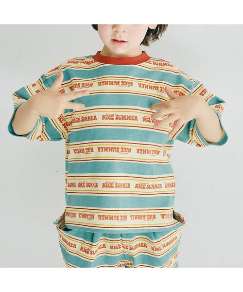 p.premier（ピードットプルミエ）の「【セットアップ可】夏だいすきロゴボーダーTシャツ（Tシャツ/カットソー・キッズ・ブルー/サックスブルー/レッド・100/80/140/130/120/110/90）」の10枚目の写真