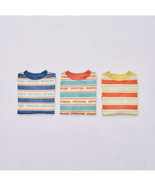 p.premier（ピードットプルミエ）の「【セットアップ可】夏だいすきロゴボーダーTシャツ（Tシャツ/カットソー・キッズ・ブルー/サックスブルー/レッド・100/80/140/130/120/110/90）」の13枚目の写真