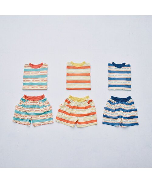 p.premier（ピードットプルミエ）の「【セットアップ可】夏だいすきロゴボーダーTシャツ（Tシャツ/カットソー・キッズ・ブルー/サックスブルー/レッド・100/80/140/130/120/110/90）」の14枚目の写真