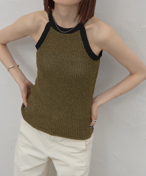 leimn(レイムン)の「バイカラーアメスリニットタンク(タンクトップ・レディース・ブラック/カーキ・M(A-B))」の16枚目の写真
