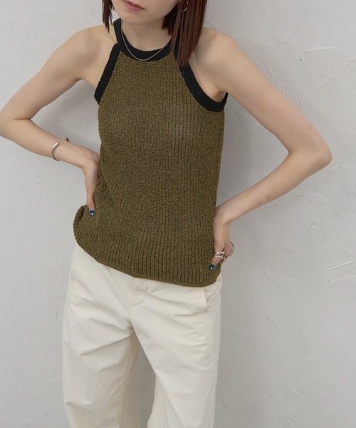 leimn(レイムン)の「バイカラーアメスリニットタンク(タンクトップ・レディース・ブラック/カーキ・M(A-B))」の17枚目の写真