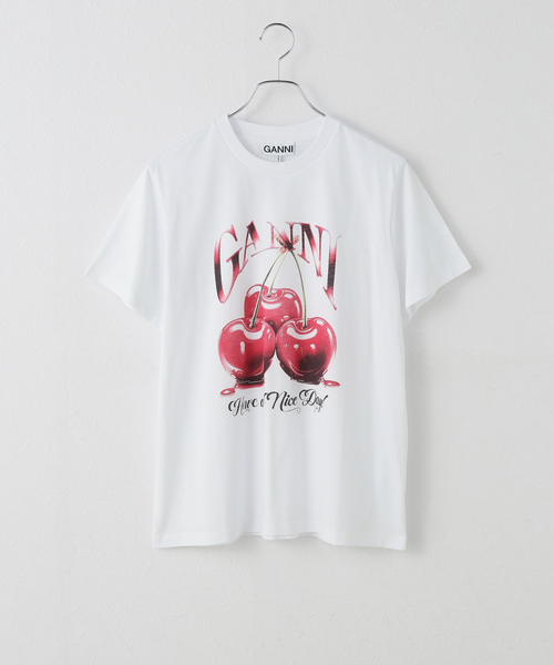 U by SPICK&SPAN(ユーバイスピックアンドスパン)の「GANNI / ガニー Basic Jersey Cherry Relaxed Tシャツ(Tシャツ/カットソー・レディース・ホワイト・FREE)」の1枚目の写真