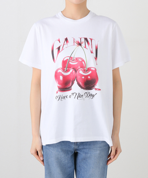 U by SPICK&SPAN(ユーバイスピックアンドスパン)の「GANNI / ガニー Basic Jersey Cherry Relaxed Tシャツ(Tシャツ/カットソー・レディース・ホワイト・FREE)」の5枚目の写真