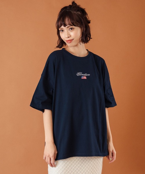 anap mimpi(アナップミンピ)の「国旗ロゴ ワンポイント刺繍ビッグTシャツ(Tシャツ/カットソー・レディース・オフホワイト/グレー/ネイビー・FREE)」の16枚目の写真